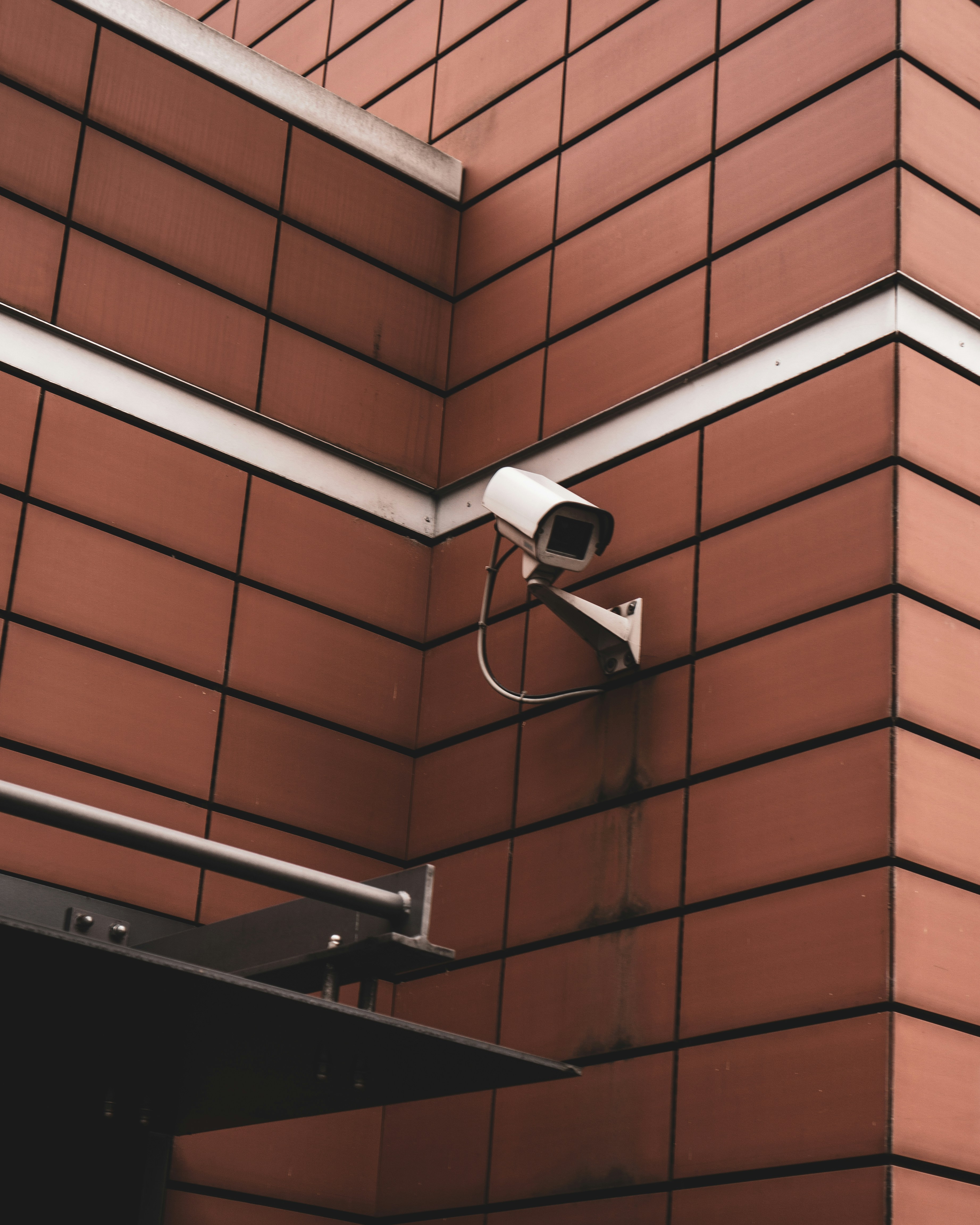 CCTV camera mounted on exterior wall